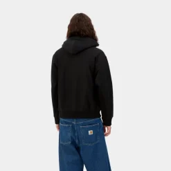 Outlet American Script Sweatshirt Med Haette | Sort Mænd Sveder