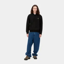 Outlet American Script Sweatshirt Med Haette | Sort Mænd Sveder