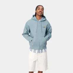 New American Script-Jakke Med Haette | Frostet Bla Mænd Sveder