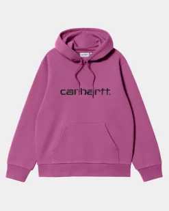Best Sale Carhartt Sweatshirt Med Haette | Magenta / Sort Mænd Sveder