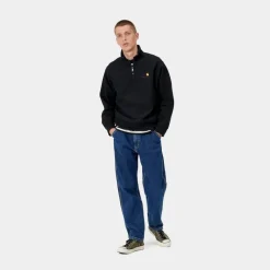 Discount Half Zip American Script Sweatshirt | Sort Mænd Sveder