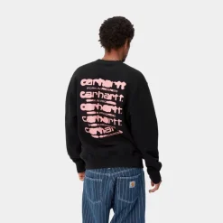 Shop Ink Bleed Sweatshirt | Sort/Pink (Stenvasket) Mænd Sveder
