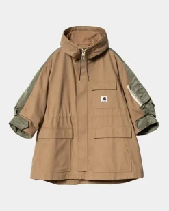 Outlet Sacai X And X Nylon Twill Frakke | Beige / Khaki Kvinder Jakker
