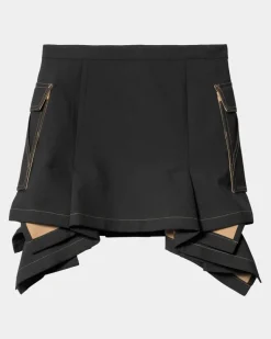 Hot Sacai X Suiting Bonding-Nederdel Til Kvinder | Sort Kvinder Kjoler & Nederdele