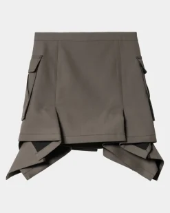 Store Sacai X Suiting Bonding-Nederdel Til Kvinder | Taupe Kvinder Kjoler & Nederdele