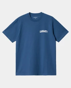 Cheap University Script T-Shirt | Aeldre / Hvid Mænd T-Shirts Og Poloer