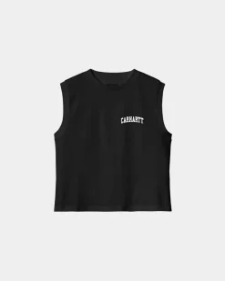 Outlet Women'S University Script A-Shirt | Sort Kvinder T-Shirts